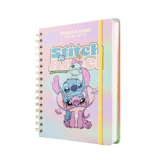 Agenda Escolar 2026/2027 Disney Stitch e Angel A5 Semana Vista