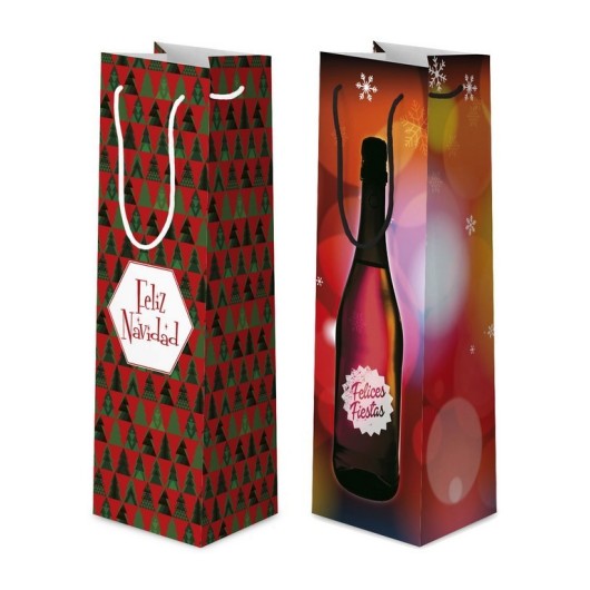 Bolsa de Presente com Garrafa de Natal