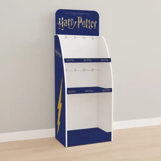 Expositor 1/4 Palet Carton 3 Baldas + 8 Ganchos - Harry Potter