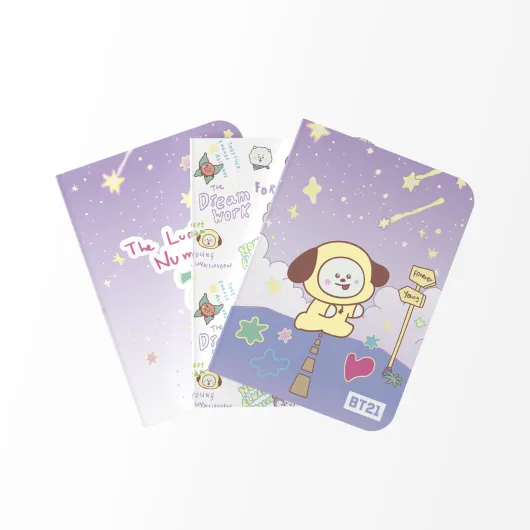 Pack 3 Cadernos A6 BT21 The Journey Chimmy
