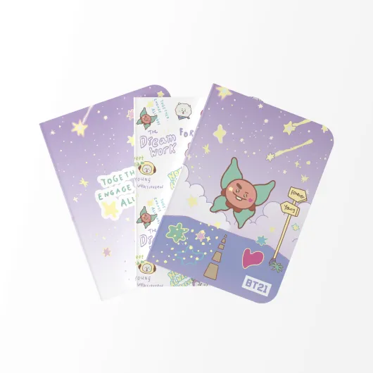Pack 3 Cadernos A6 BT21 The Journey Shooky
