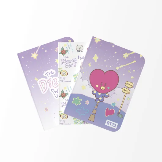 Pack 3 Cadernos A6 BT21 The Journey Tata
