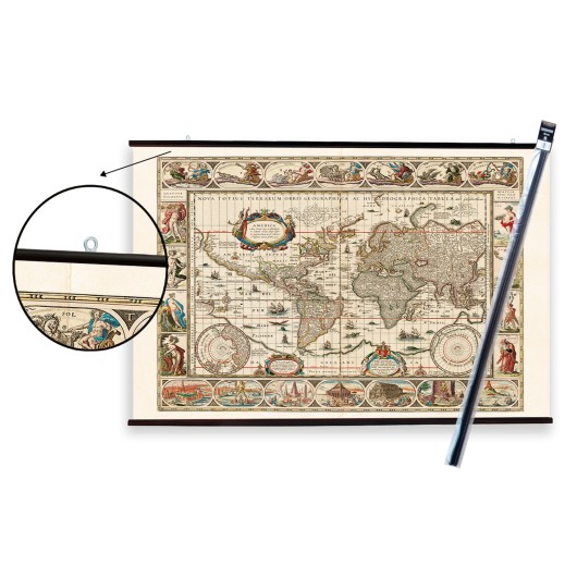 Pack Cabide com Poster Mapa Mundo Antigo