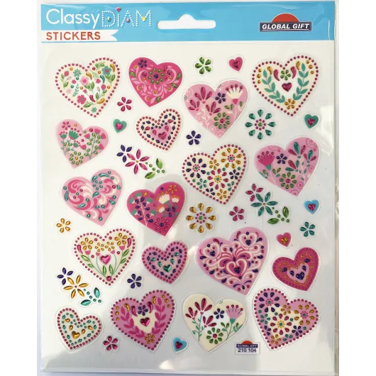 Autocolantes Classy Diam Corações Strass