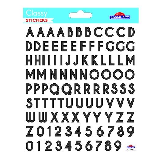Autocolantes Classy Letras e Números Negros
