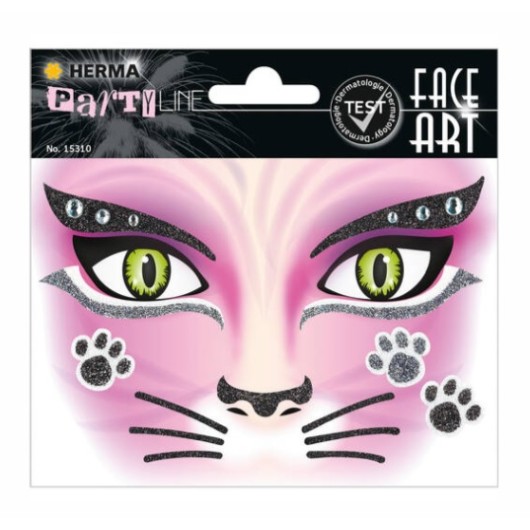 Autocolantes Face Art Cat Glittery Foil