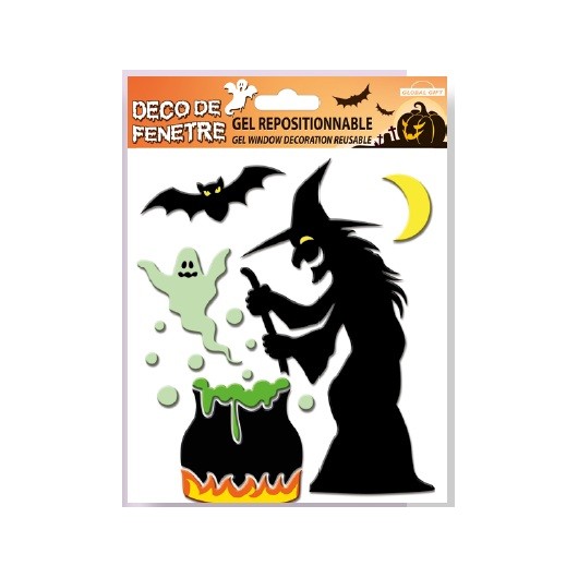 Autocolantes Gel Deco Halloween Bruxa e Caldeirão