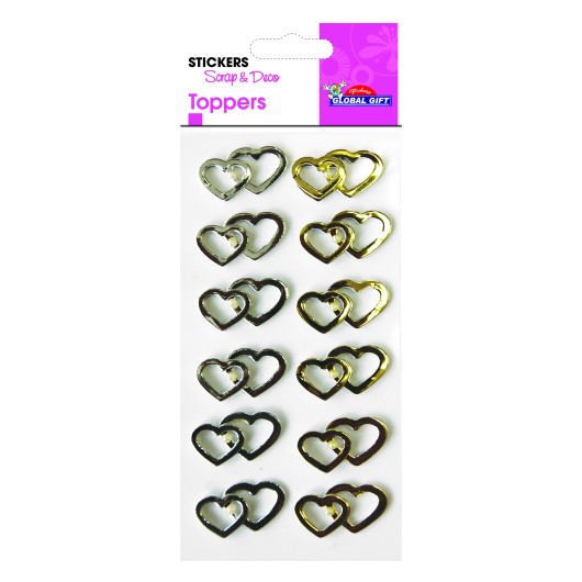Autocolantes Topper Scrap & Deco Corações Ouro e Prata