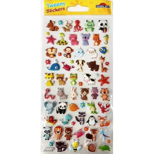 Autocolantes Tweeny Foamy Animais Adoráveis Glitter
