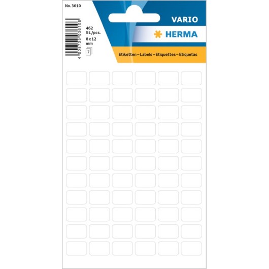 Autocolantes Vario 8x12mm Brancas