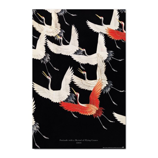 Poster Furisode com Grus Voadores