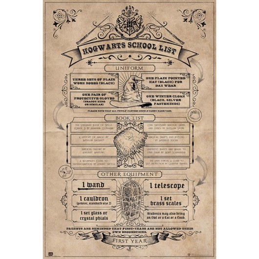 Poster Harry Potter: Lista da Escola de Hogwarts