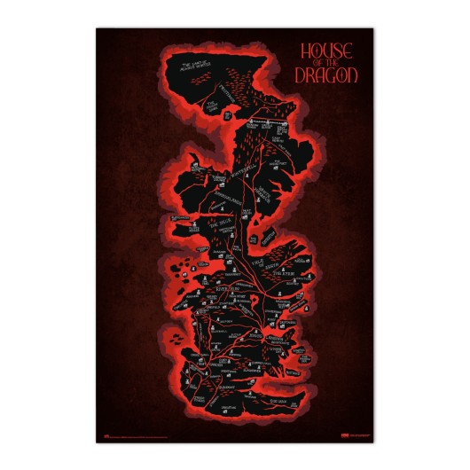 Póster Jogo de Tronos A Casa do Dragão Mapa de Poniente