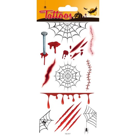 Tatuagens Temporárias Halloween – Telas e Cicatrizes