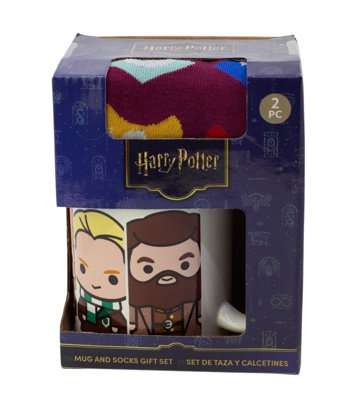 Conjunto de Meias e Caneca Cerâmica 325 ml Harry Potter Chibi