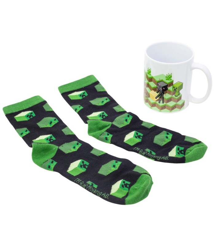 Conjunto de Meias e Caneca Cerâmica 325 ml Minecraft
