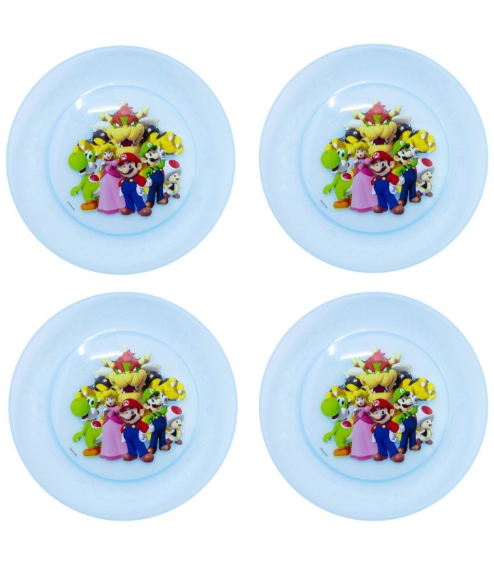 Conjunto 4 PCS Pratos PP Super Mario