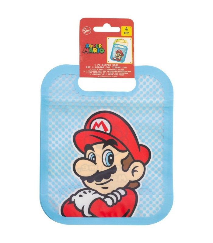 SET 4 BOLSAS COM FECHO ZIP SUPER MARIO
