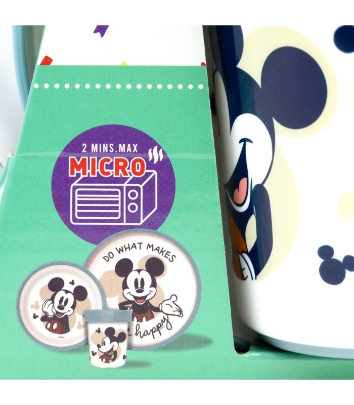 Conjunto 3 PCS Louça Premium Bicolor Antiderrapante Mickey Mouse