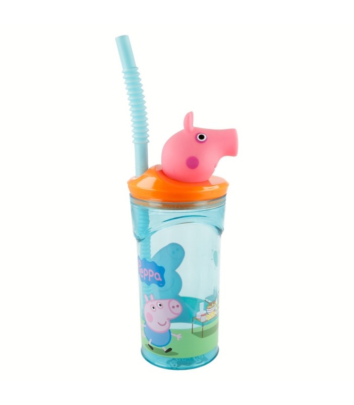 Copo 3D Peppa Pig 360 ml com Palhinha e Tampa