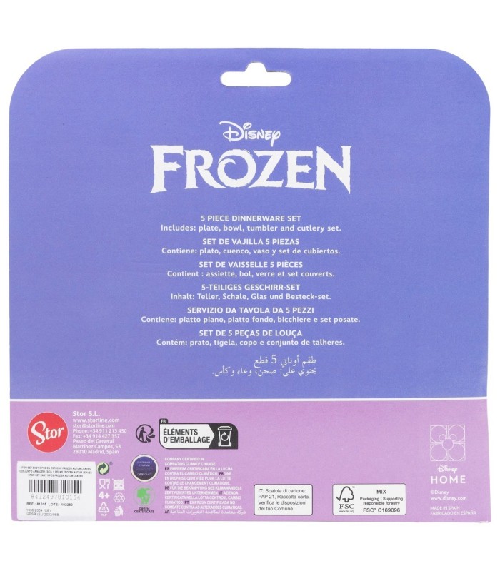 Conjunto Infantil 5 PCS (Prato, Taça, Copo e Talheres) Frozen