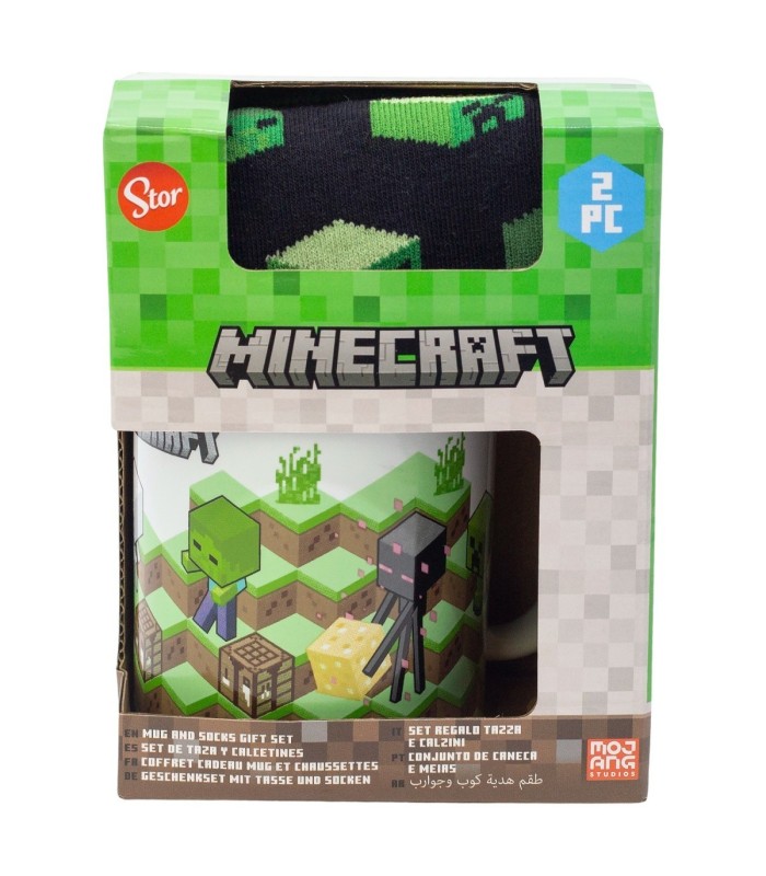 Conjunto de Meias e Caneca Cerâmica 325 ml Minecraft