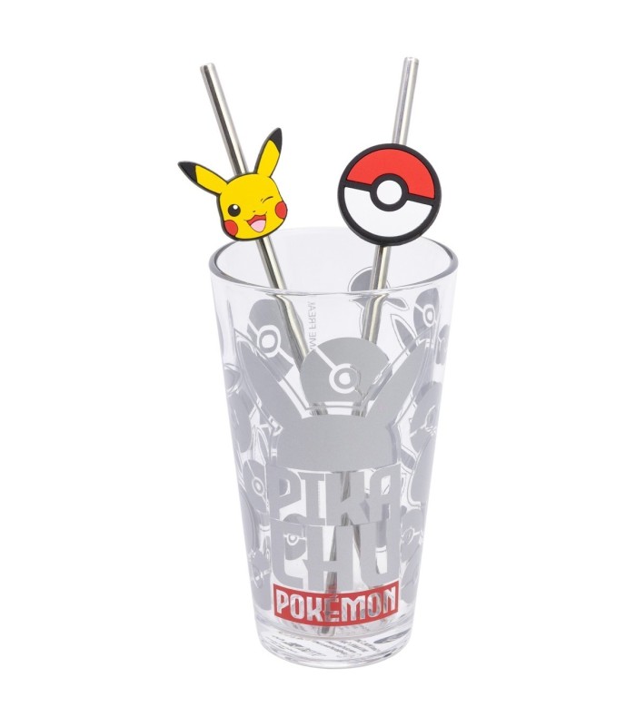 Conjunto Copo com Duas Palhinhas 480 ml Pokémon Metal Meltdown
