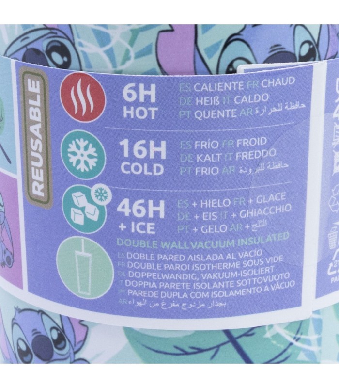 Copo Térmico Inox com Canudo 3D 770 ml Stitch Aloha