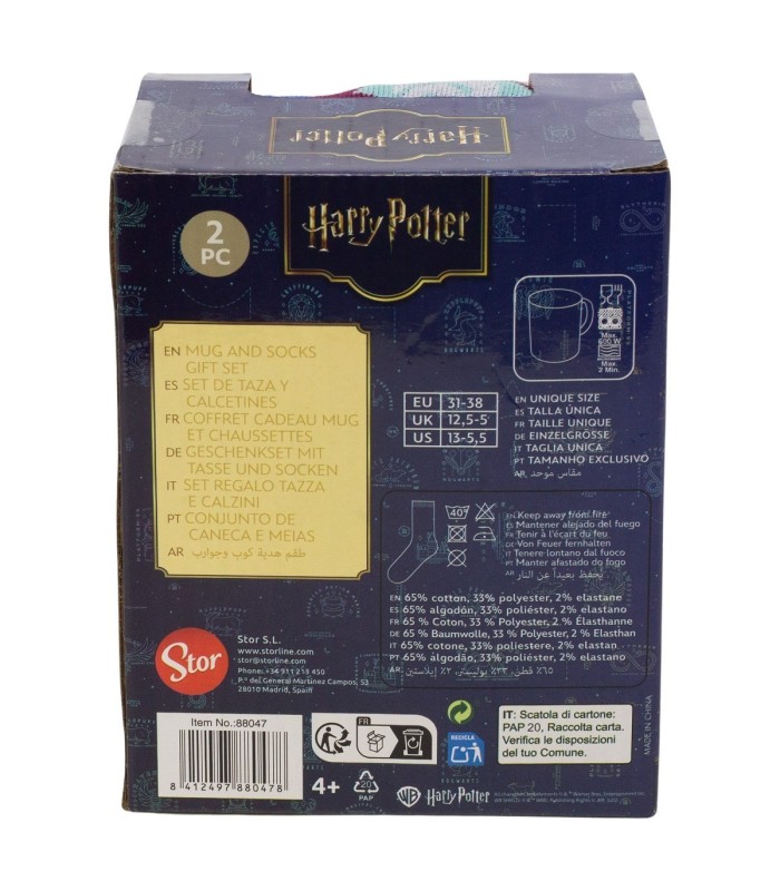 Conjunto de Meias e Caneca Cerâmica 325 ml Harry Potter Chibi