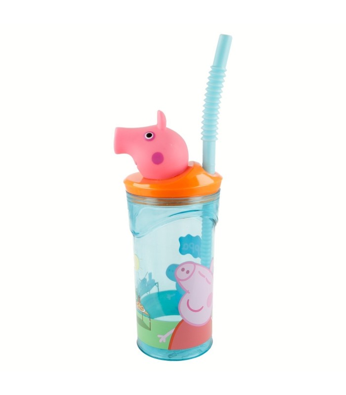 Copo 3D Peppa Pig 360 ml com Palhinha e Tampa