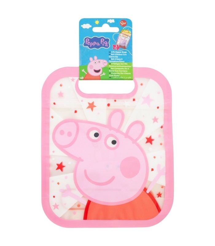 SET 4 BOLSAS COM FECHO ZIP PEPPA PIG