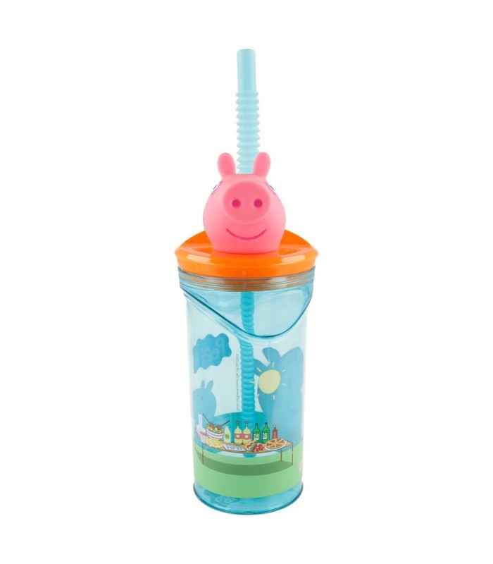 Copo 3D Peppa Pig 360 ml com Palhinha e Tampa