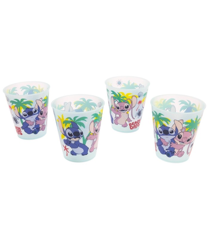 Conjunto 4 Copos Reutilizáveis Stitch 285 ml