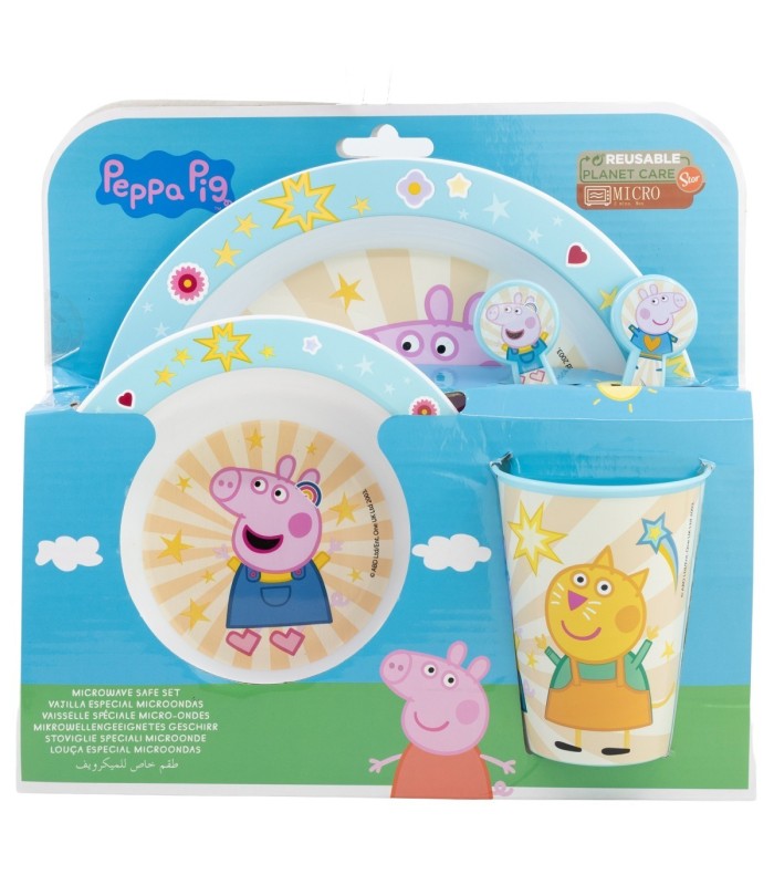 Conjunto Micro 5 PCS (Prato, Tigela, Copo e Talheres) Peppa Pig 2022