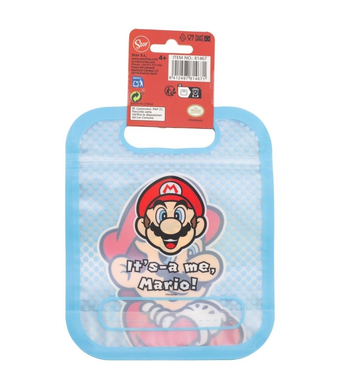 SET 4 BOLSAS COM FECHO ZIP SUPER MARIO
