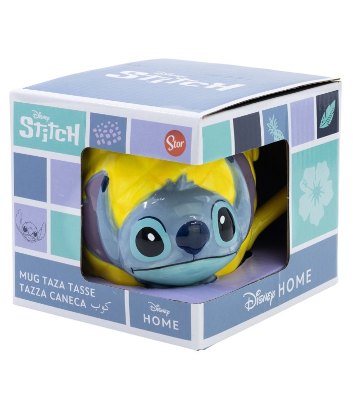 Caneca Cerâmica 3D Stitch Abacaxi em Caixa de Presente