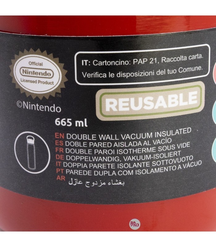 Garrafa Glam Termo Aço Inoxidável 665 ml Super Mario