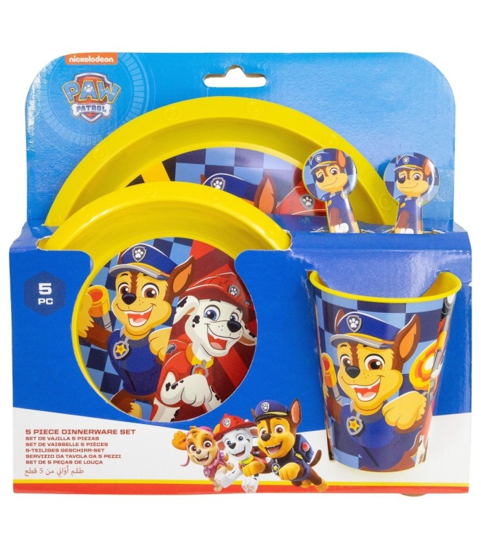 SET FÁCIL 5 PCS (PRATO, BOL, COPO E TALHERES) PAW PATROL