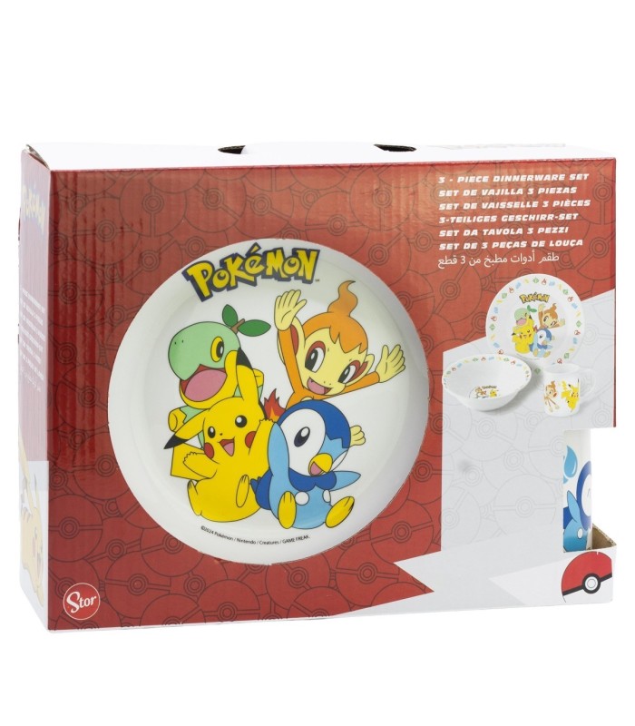 Conjunto de Cerâmica Pokémon – Prato, Tigela e Caneca em Caixa de Presente