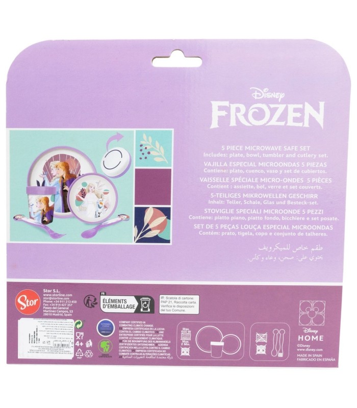 Conjunto 5 PCS Antiderrapante (Prato, Tigela, Copo e Talheres) Frozen