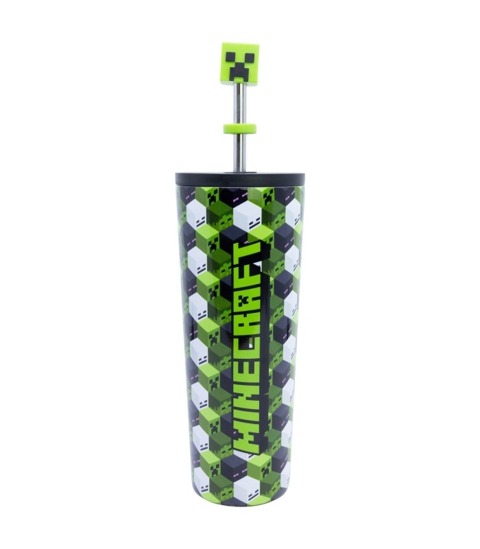 Copo Térmico Inox com Canudo 3D 770 ml – Minecraft