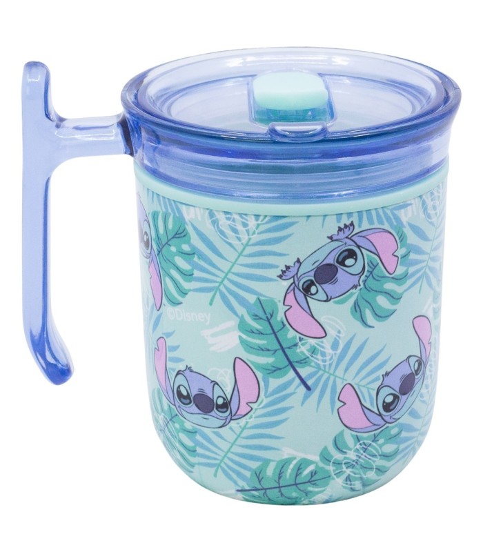 Caneca Harmony Dupla Parede com Tampa 470 ml Stitch Aloha
