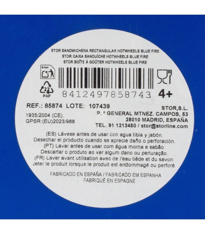 Fiambrera Retangular Hot Wheels Blue Fire