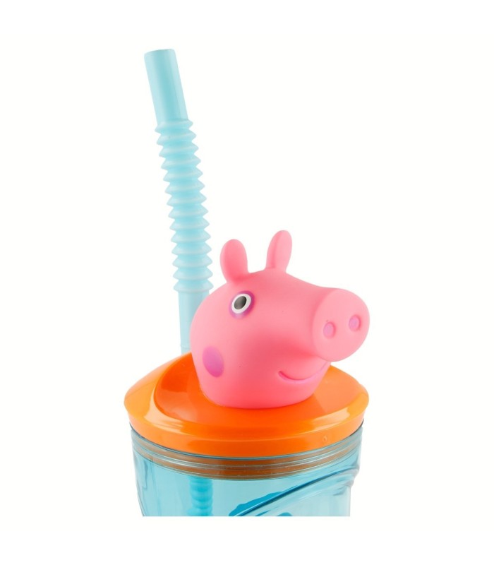 Copo 3D Peppa Pig 360 ml com Palhinha e Tampa