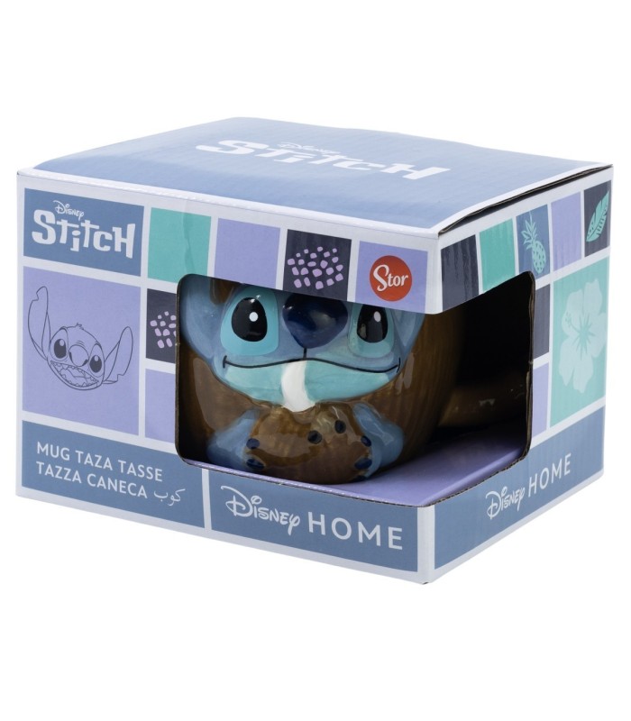 Caneca Cerâmica 3D 420 ml Stitch em Caixa de Presente