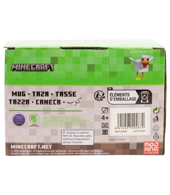 Caneca Cerâmica 3D 440 ML Minecraft em Caixa de Presente