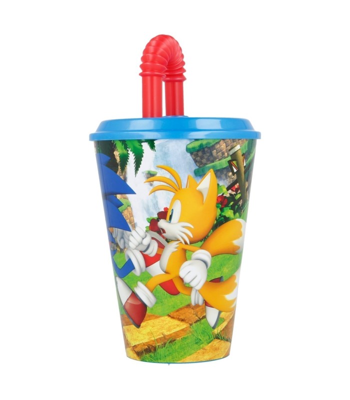 Copo Reutilizável Sonic 430 ml com Tapa e Palhinha