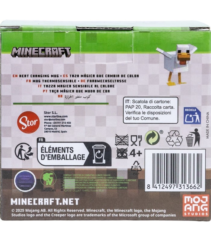 Caneca Cerâmica 325 ml Mudança de Cor Minecraft