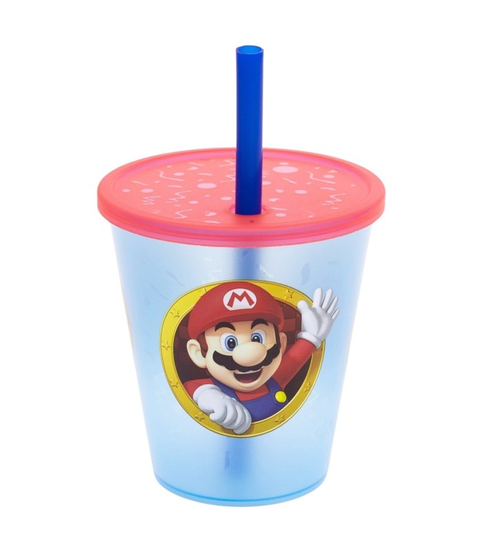 Conjunto de 4 Copos Super Mario 285 ml com Palhinha