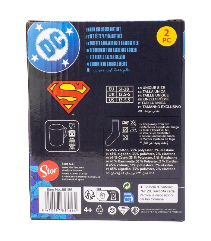 Conjunto de Meias e Caneca Cerâmica 325 ml Superman